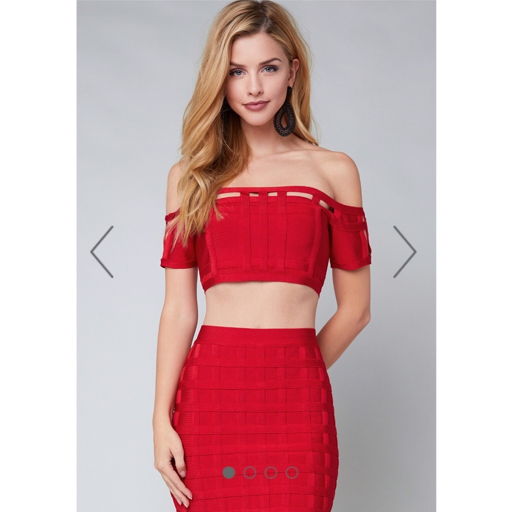 NWT Red Banded off Shoulder Top